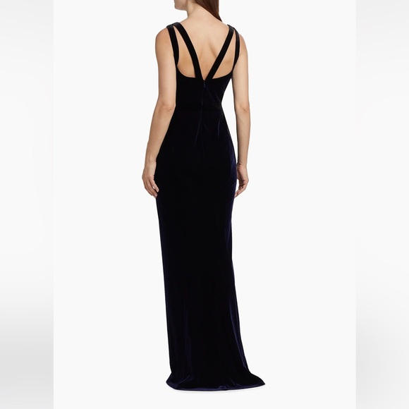 Marchesa Notte***Navy + Black Velvet Maxi Dress***Size 4 $895 CURRENT NWT - Picture 8 of 12